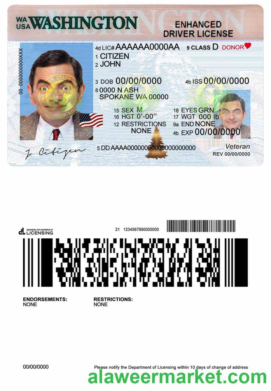 USA Washington driving license